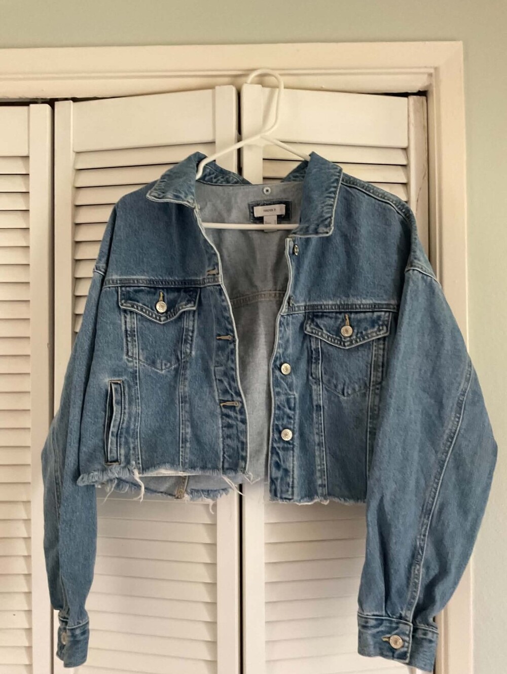 Forever 21 Light Blue Cropped Denim Jacket